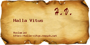 Halla Vitus névjegykártya